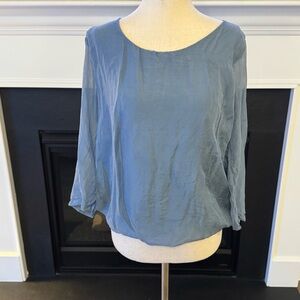 Prontomoda Giusy Italian Silk Blouse | Sheer Blue Layered Top | Size Small